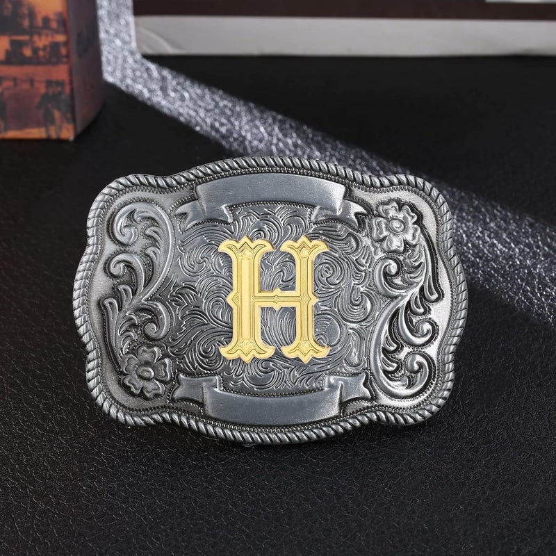 QQA Western Cowboy/Cowgirl Initial Belt Buckle Letter ABC to Z Upgrade Design for Men and Women - Image 3